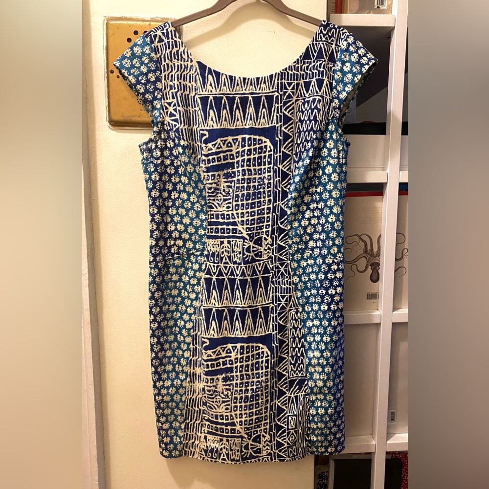 Gorgeous Blues Batik Lined Cap Sleeve Dress Tracy Reese